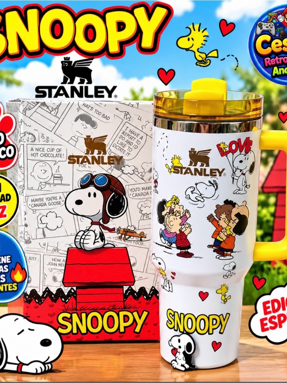 Stanley Snoopy White & Yellow Insulated Travel Mug